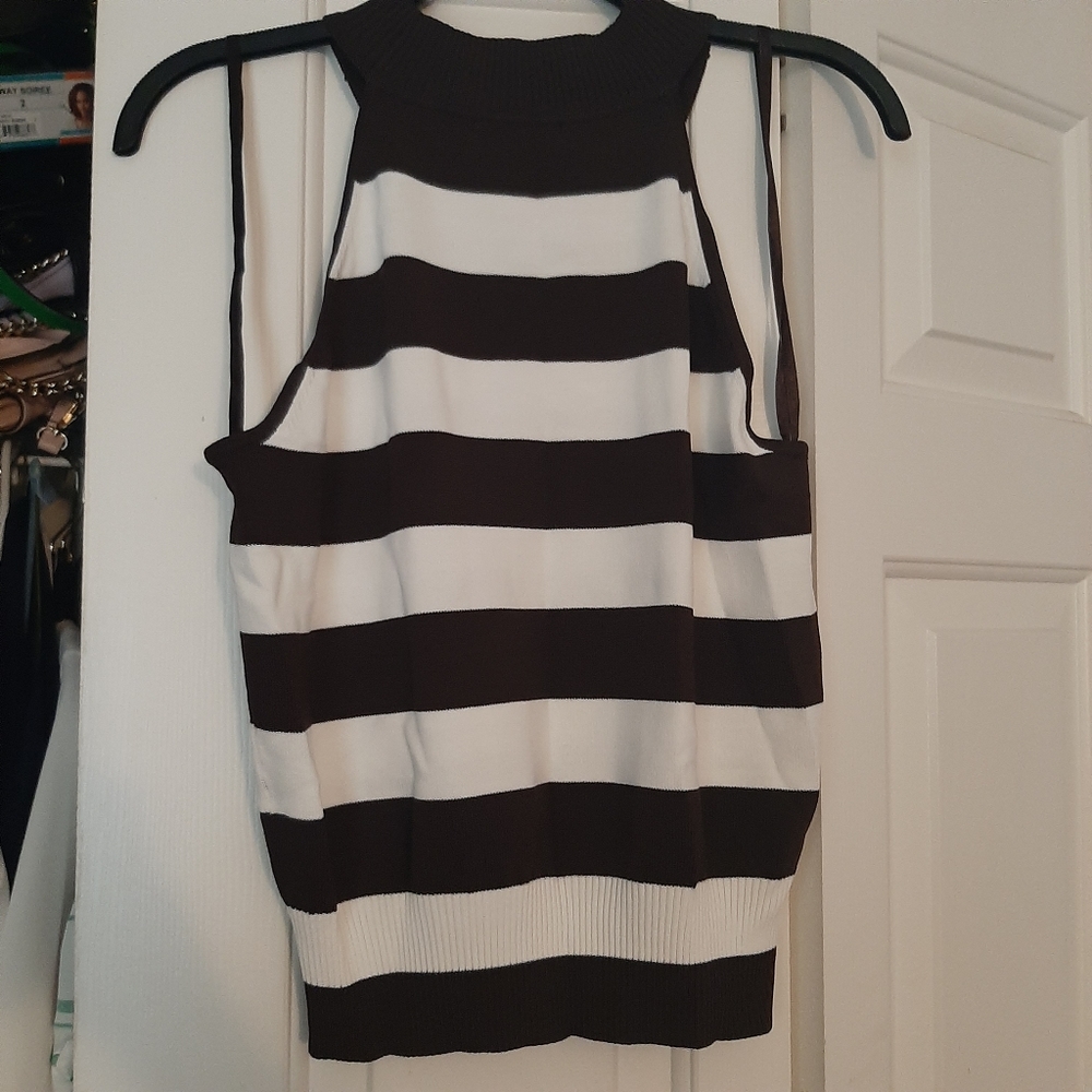 Brown and white stripe sweater